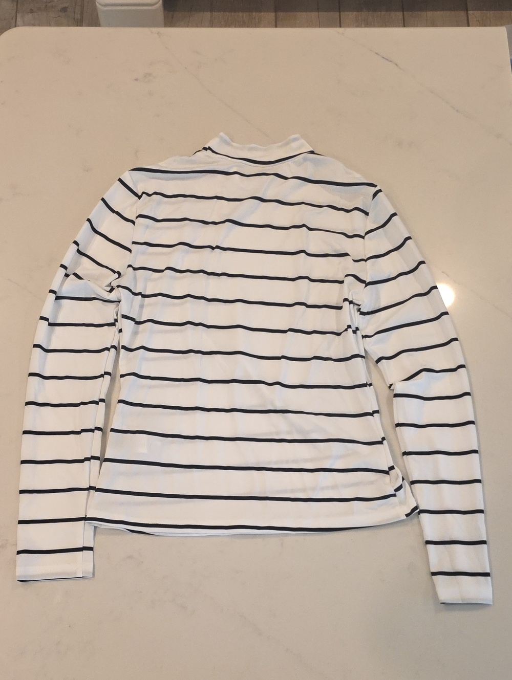 NWOT Women's White & Navy Striped Long-Sleeve Mock Turtleneck